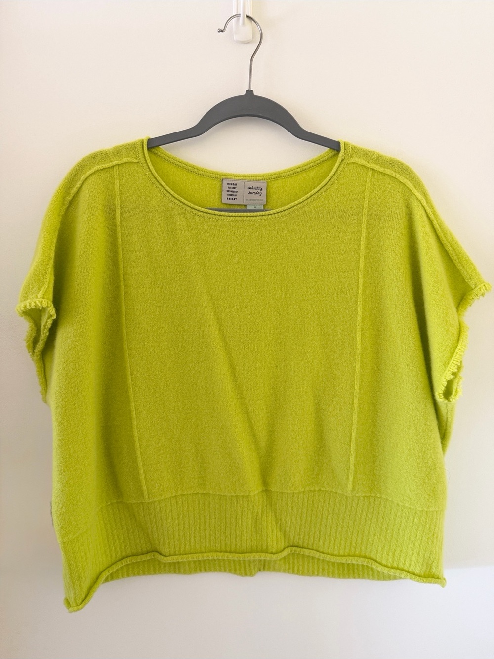 Anthropologie Saturday/Sunday 100% Cashmere Chartreuse Poncho Top M
